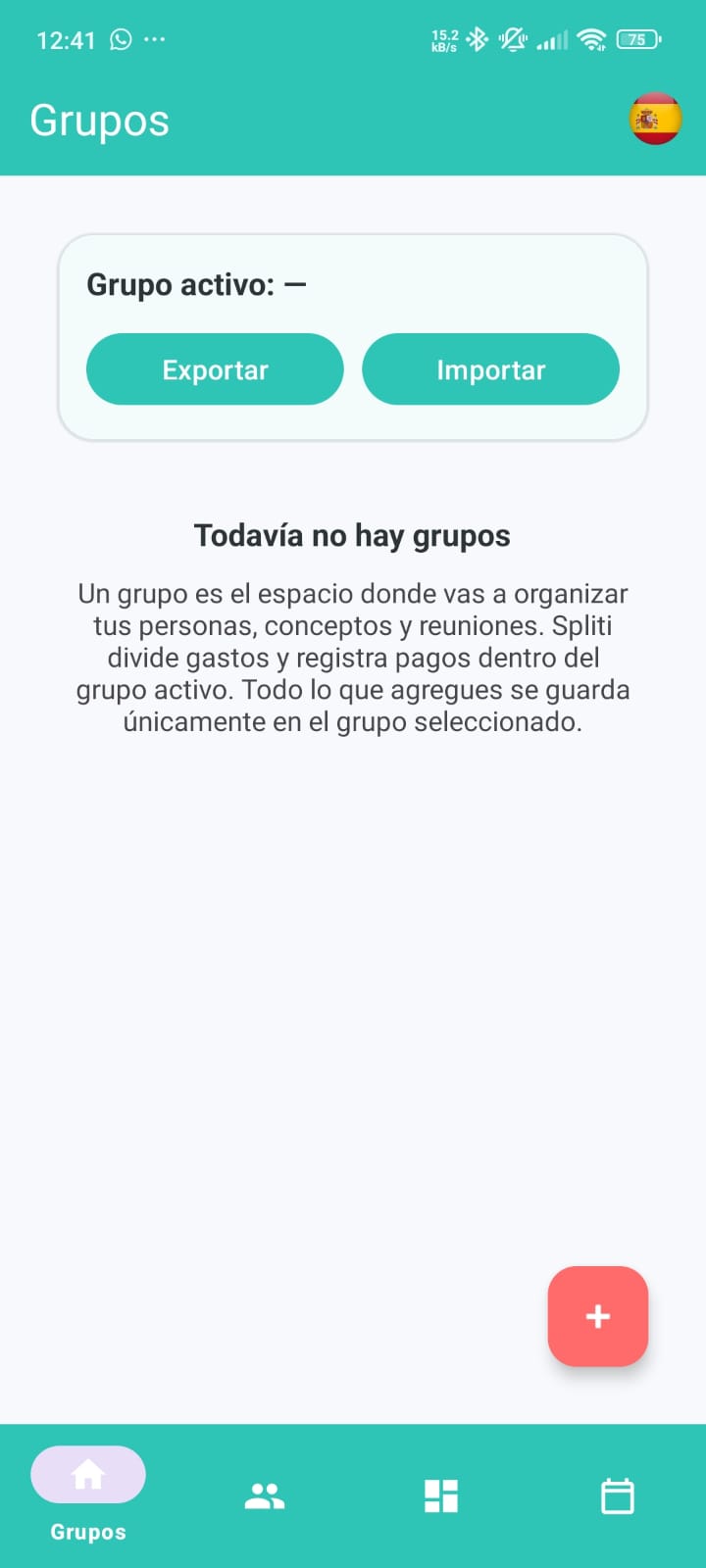 Pantalla principal de Spliti