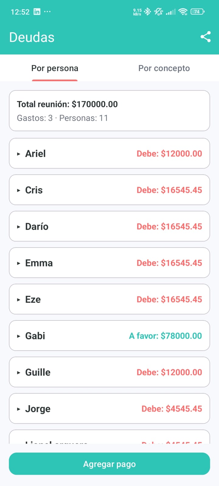 Detalle de gastos y balance